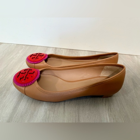 Tory Burch Reva ballet Miller Fringe Flats Size 6M Tan Pink - Picture 4 of 9